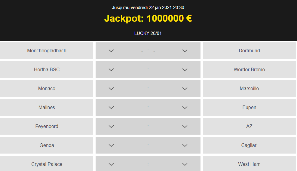 Lucky 7 Betfirst million cagnotte Prono Foot