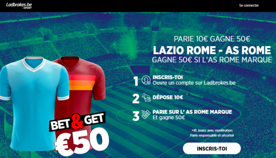 Bet and Get Lazio Roma Serie A Ladbrokes 50€