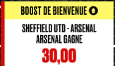 SHEFFIELD - ARSENAL : LA VICTOIRE DES GUNNERS BOOSTEE A 30.00 !!