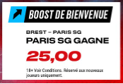 Le PSG gagne contre Brest boosté à 25.00 !!