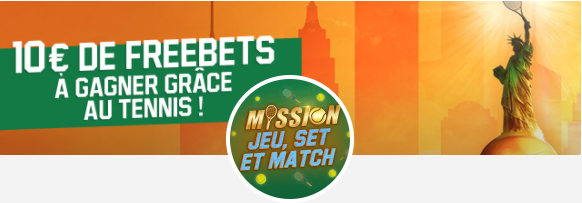 US Open 10€ de freebet Unibet