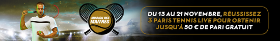 Barrière BET Tennis Live 50€ freebet
