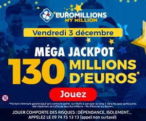 Super Mega Jackpot de 130 millions d'euros ce vendredi 3 décembre !