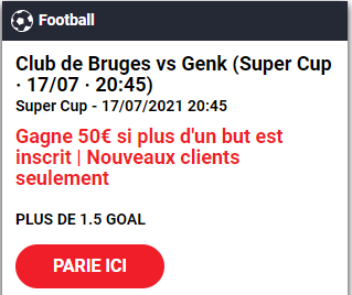 Bruges Genk : Pariez 10€ et Gagnez 50€ !