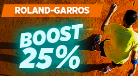 Boost de 25% sur votre 1er pari Roland Garros du jeudi 10 juin 2021 !