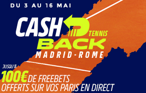 Cashback Tennis Parions Sport 100€ freebets