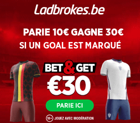 Belgique Angleterre : Pariez 10€ et gagnez 30€ !