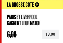 Ligue des Champions : Combiné PSG et Liverpool boosté à 13.00 !