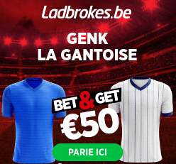 Genk - K.A.A Gent : Pariez 10€ et Gagnez 50€ si Genk marque !