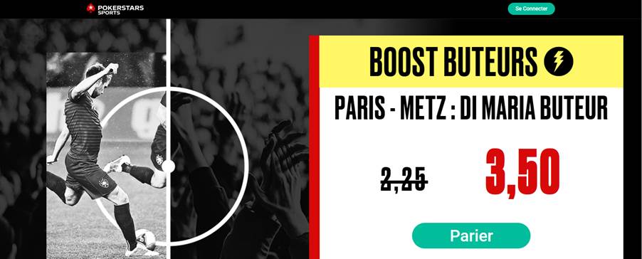 PSG Metz Angel Di Maria buteur boosté PokerStars Sports