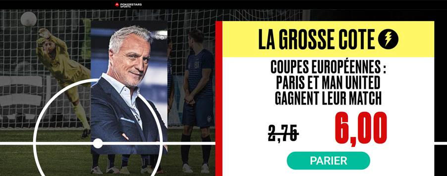 Grosse cote boostée PokerStars Sports PSG Manchester Ligue des Champions