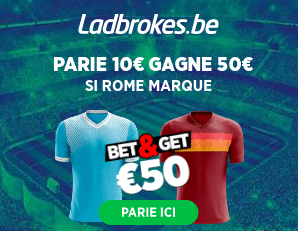Lazio - Roma : Pariez 10€ et Gagnez 50€ si la Roma marque !
