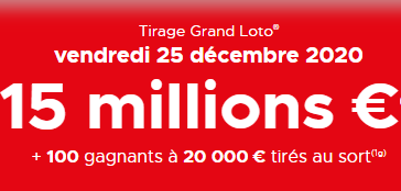 Grand Loto de Noël : 15 millions + 100 gagnants à 20 000€ !