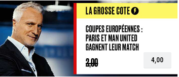 Grosse cote PokerStars Sports PSG Manchester United Ligue des Champions