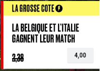 Grosse Cote PokerStars : Combiné Belgique et Italie boosté à 4.00 !