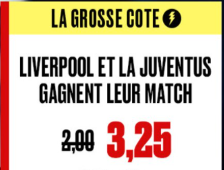 Grosse Cote PokerStars : Combiné Liverpool et Juventus boosté à 3.25 !