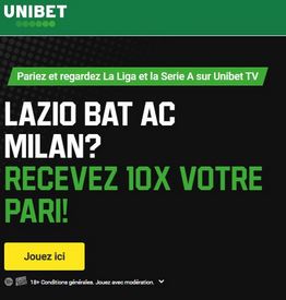 Victoire de la Lazio x10 sur UNIBET BE !