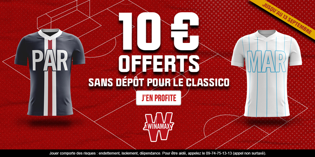 PSG - OM : Winamax vous offre 10€ sans dépôt !
