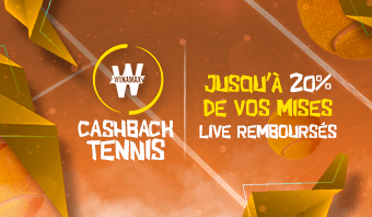 Winamax : Jusqu'à 20€ de vos mises tennis live crédités !