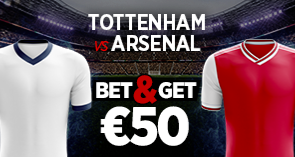 Tottenham - Arsenal : Pariez 10€ et Gagnez 50€ si 1 but est marqué !