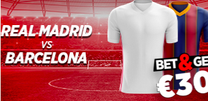 Real Madrid - Barcelone : Pariez 10€ et gagnez 30€ !